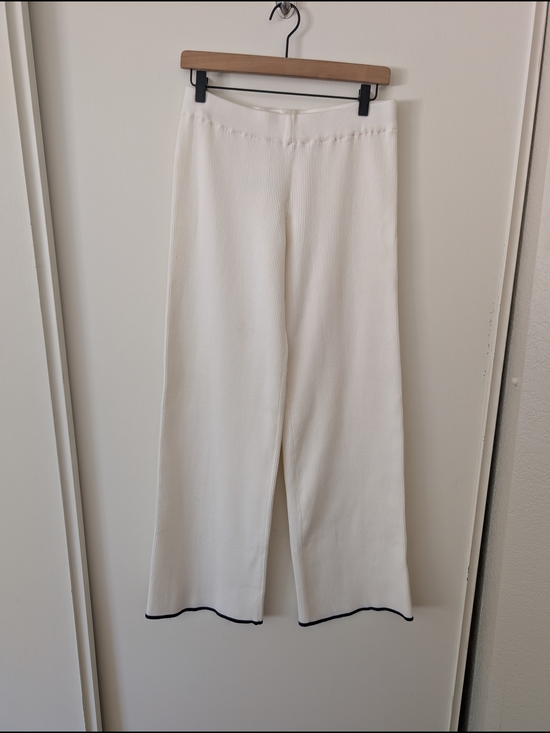 Edikted Pants - Edikted Womens Medium Knit Pull On Pants Wide Leg White Cream Minimalist Lounge